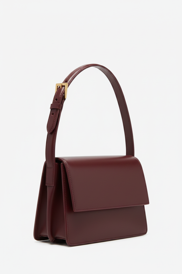 Signature Shoulder Bag – Burgundy Red – Side