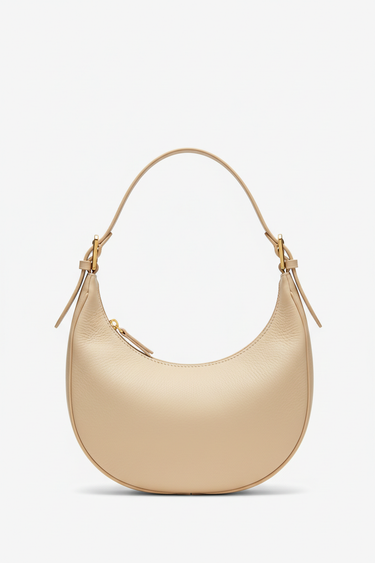 Nova Crescent Bag – Ivory Sand – Front