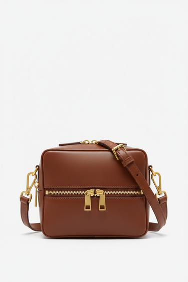 Metro Camera Bag Cocoa Brown — Front Studio Shot
