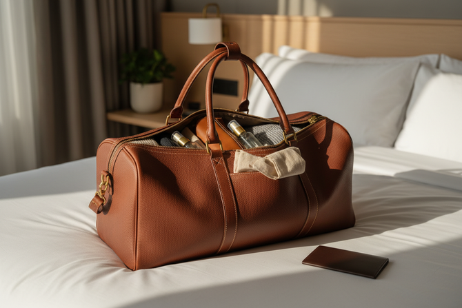 Premium Leather Travel Duffel Bag