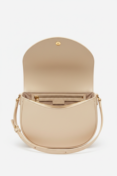 Nova Crescent Bag – Ivory Sand – Interior