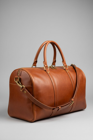 Expedition Leather Duffel – Saddle Brown – Side