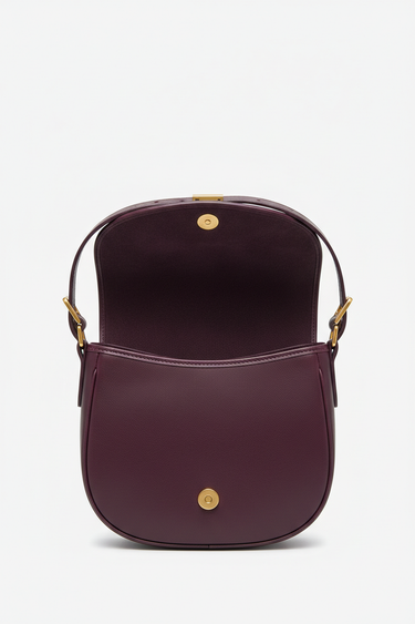 Harper Saddle Bag – Deep Plum – Open Interior
