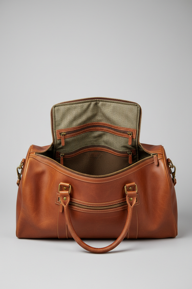 Expedition Leather Duffel – Saddle Brown – Interior