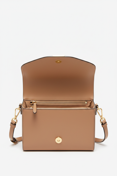 Luna Crossbody Bag Sandstone Beige — Open Interior